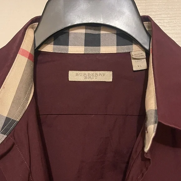 Burberry Men's Burgundy Button-Down Shirt - Picture 3 of 6